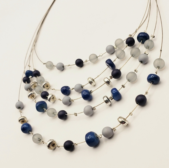 Floating 5 Layer Assorted Beaded Station Necklace - Picture 5 of 8